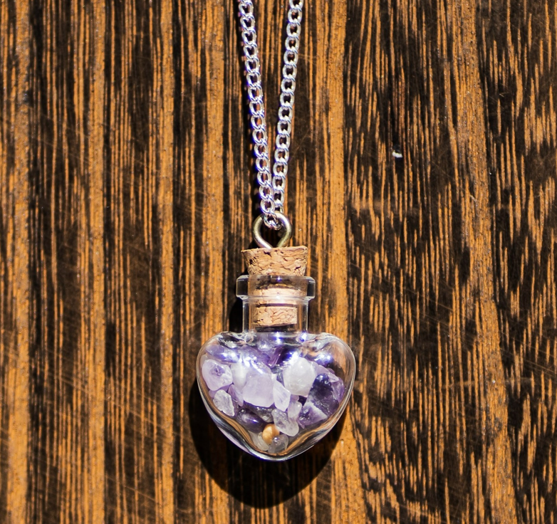 Amethyst Heart Necklace - 18"