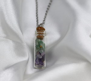 " Prosperity + Intuition" Long Vial Necklace