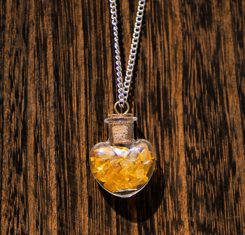 Citrine Heart Necklace - 18"