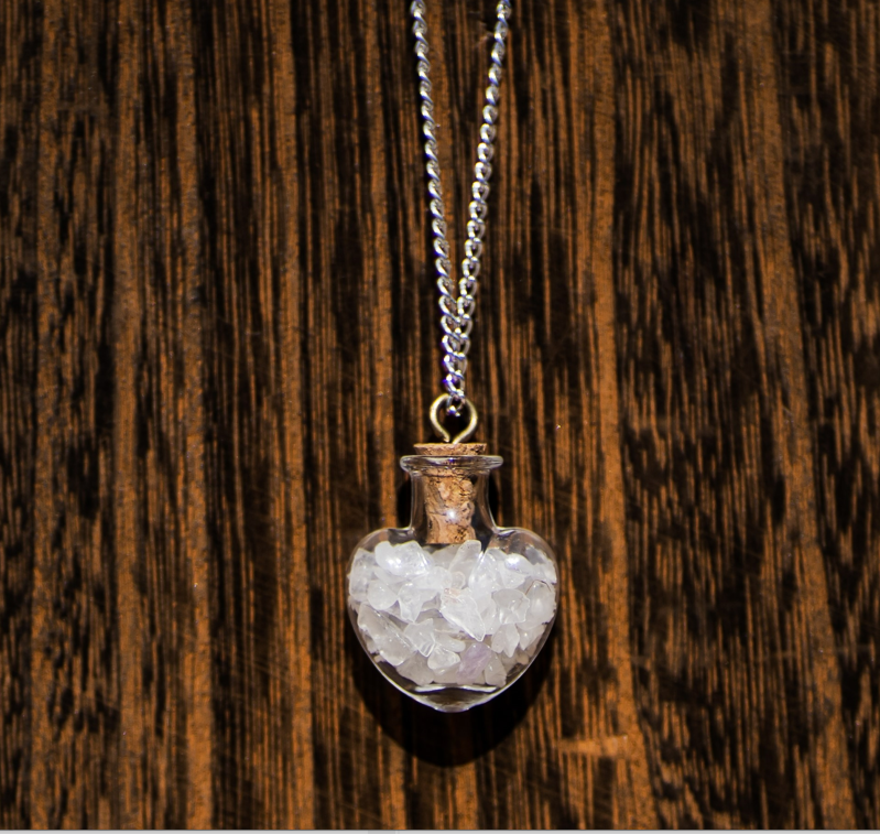 Clear Quartz Heart Necklace - 18"