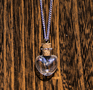 Clear Vial Heart Necklace - 18"