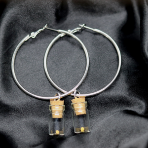 Clear Mustard Seed Hoop Earrings