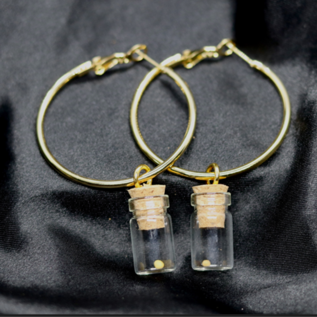 Clear Mustard Seed Hoop Earrings