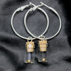Clear Mustard Seed Hoop Earrings