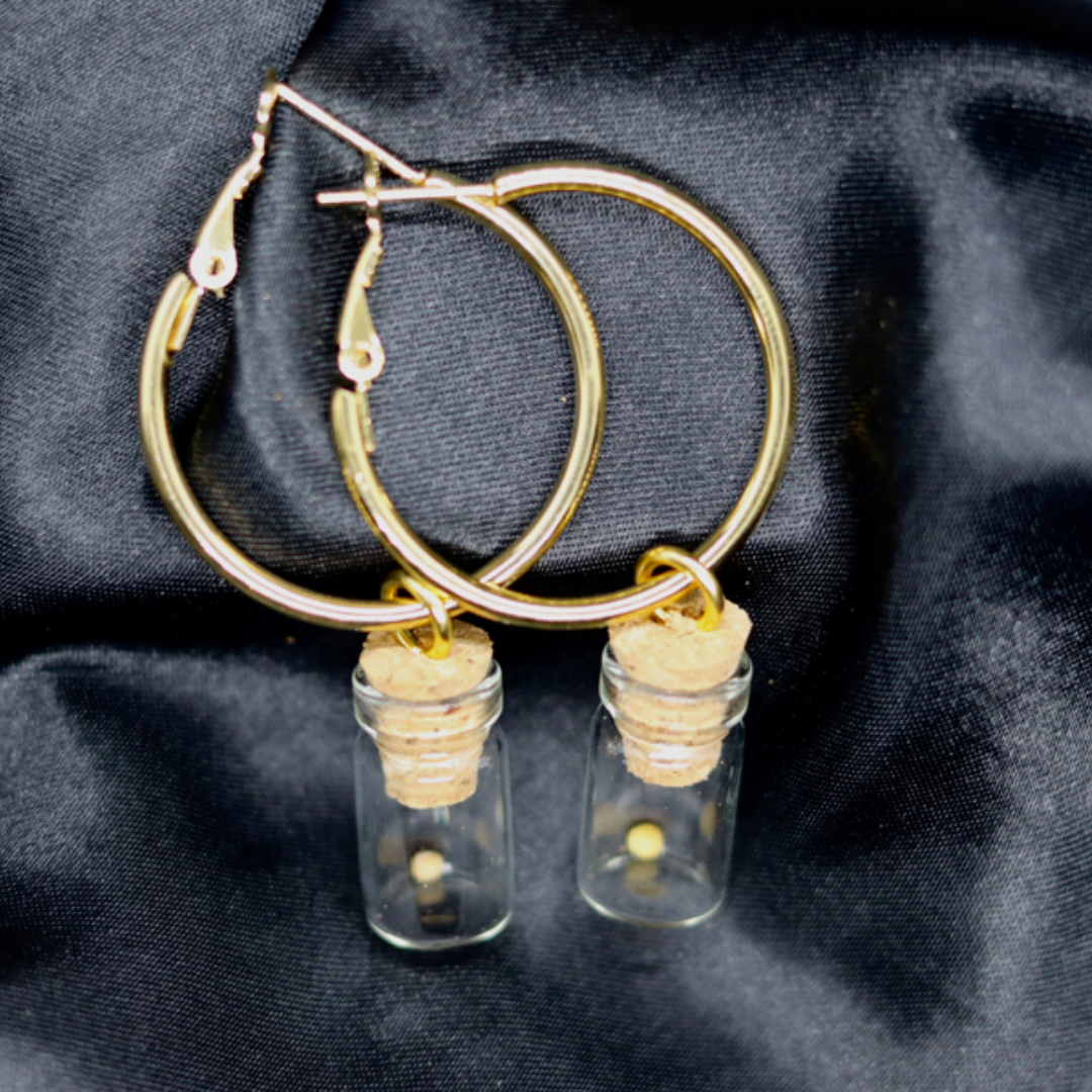Clear Mustard Seed Hoop Earrings