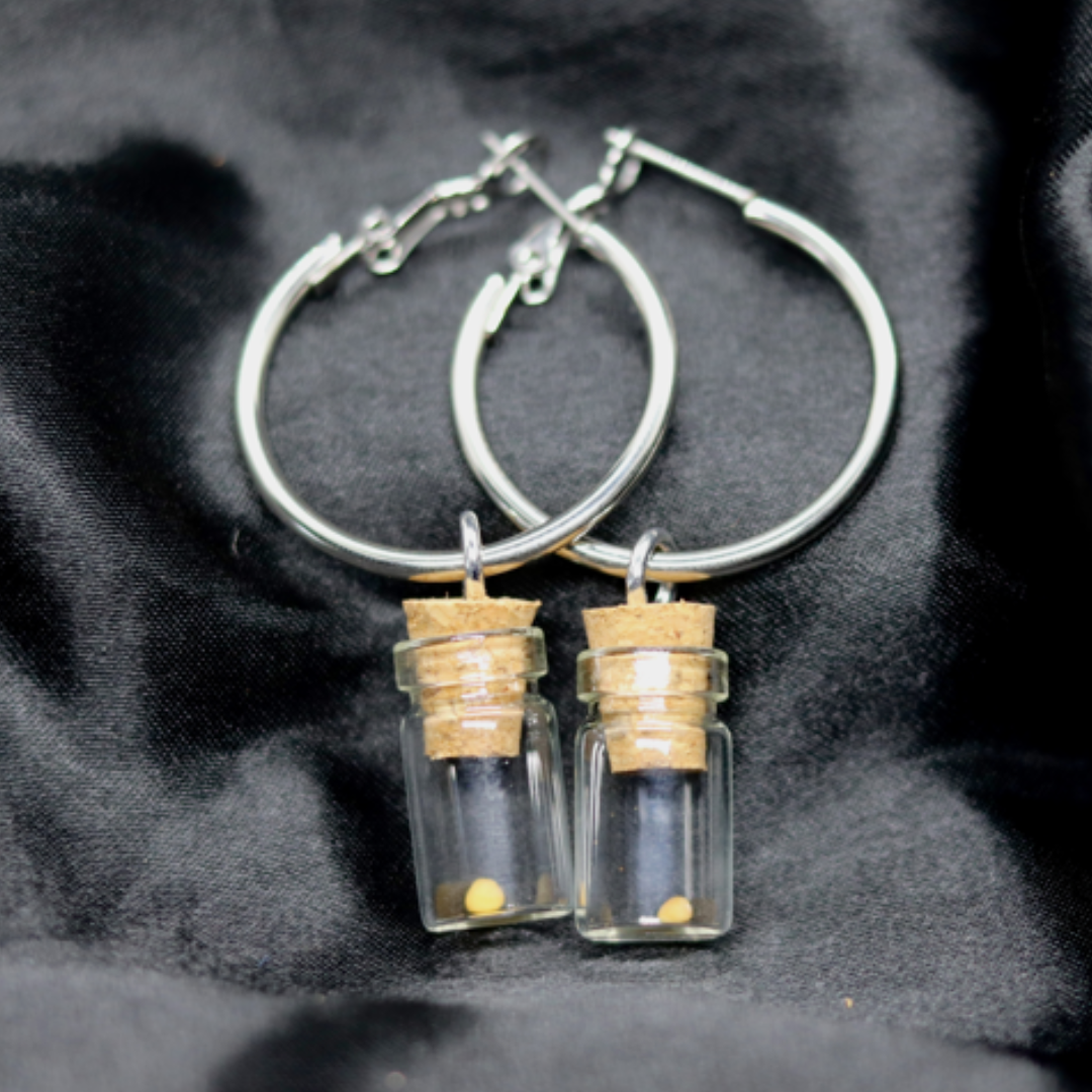 Clear Mustard Seed Hoop Earrings