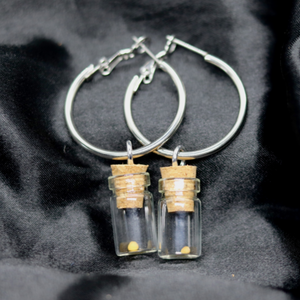 Clear Mustard Seed Hoop Earrings