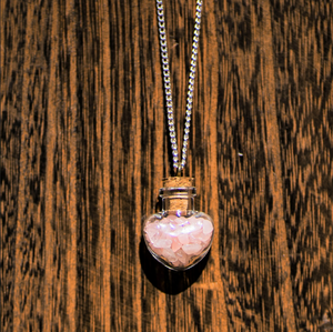 Rose Quartz Heart Necklace - 18"