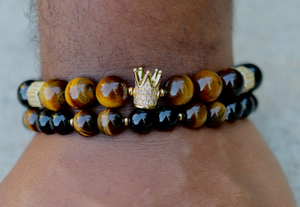 Black Onyx + Tiger's Eye Stacked Bracelet
