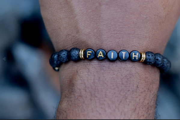 Lava Rock "Faith" Bracelet