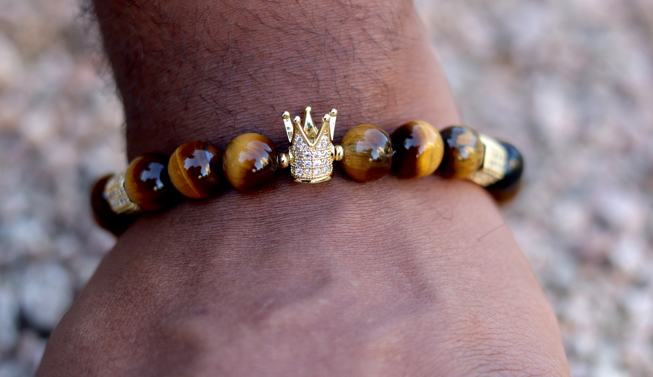 Tiger's Eye Gold Crown Bracelet