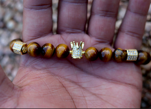Tiger's Eye Gold Crown Bracelet